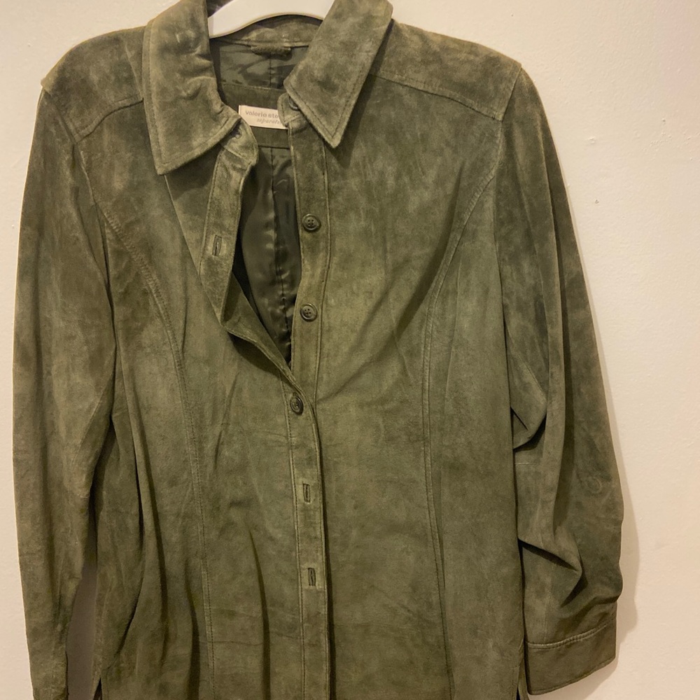 Valerie Stevens Olive Green leather Jacket L separates
